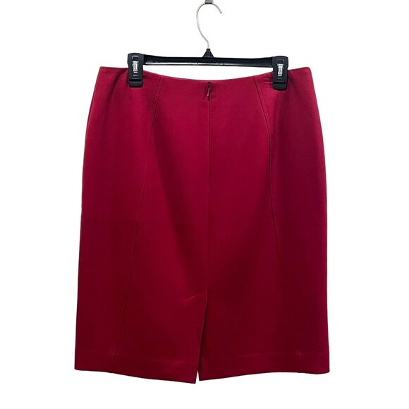 Rich Ruby Red Pencil Skirt — Lined Winter Workwear Essential, Size 10 - Picture 5 of 12